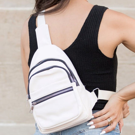 Classic Stylish Fashion Vegan Leather Nylon Sling Bag - Accessoriesforever