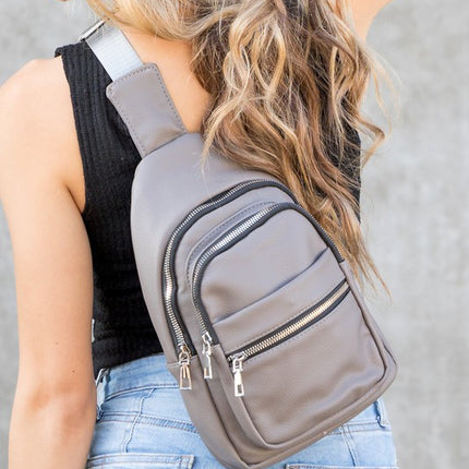 Classic Stylish Fashion Vegan Leather Nylon Sling Bag - Accessoriesforever