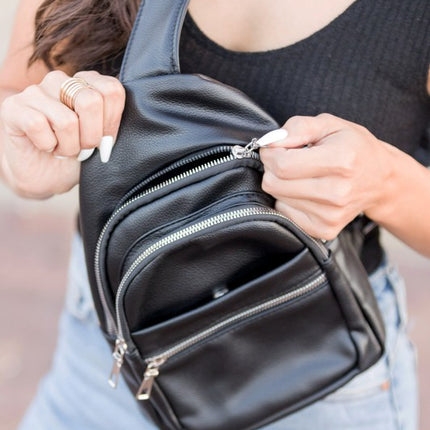 Classic Stylish Fashion Vegan Leather Nylon Sling Bag - Accessoriesforever
