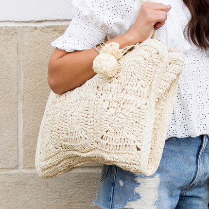Straw Traveler Tote with Zipper Closure and Spacious Interior Pockets - Accessoriesforever
