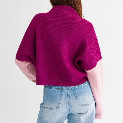 Stylish Comfy Color Block Long Sleeve Oversized Sweater