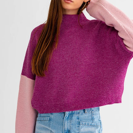 Stylish Comfy Color Block Long Sleeve Oversized Sweater