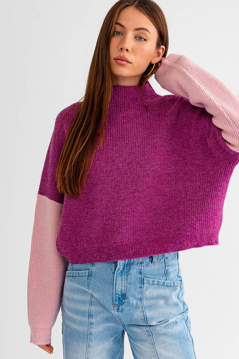 Stylish Comfy Color Block Long Sleeve Oversized Sweater