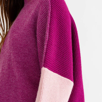 Stylish Comfy Color Block Long Sleeve Oversized Sweater
