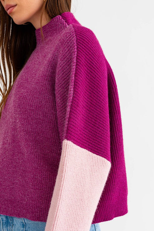 Stylish Comfy Color Block Long Sleeve Oversized Sweater