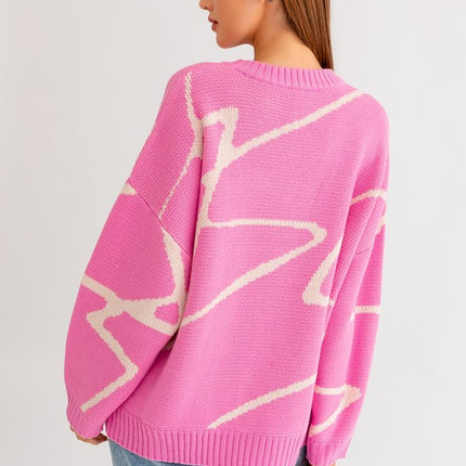 Chic Stylish Abstract Pattern Oversized Fashion Top Sweater