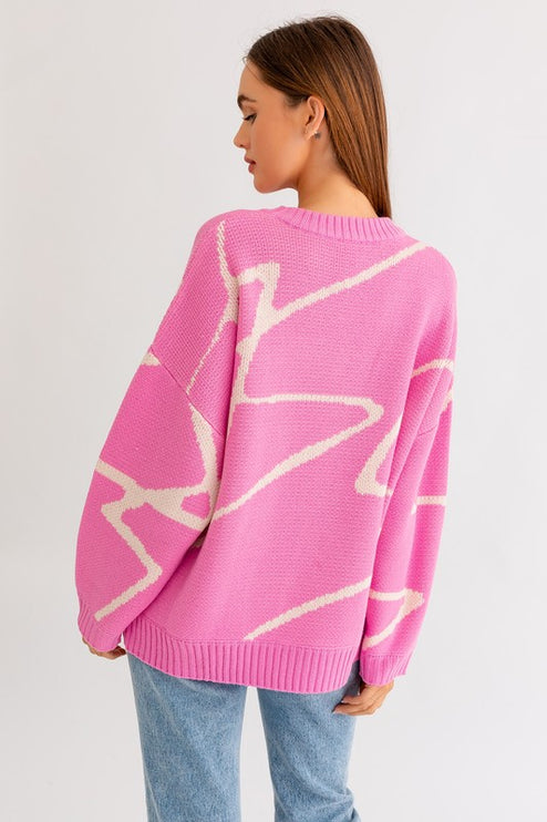 Chic Stylish Abstract Pattern Oversized Fashion Top Sweater