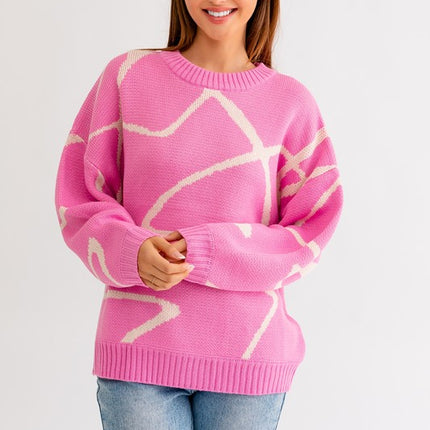 Chic Stylish Abstract Pattern Oversized Fashion Top Sweater