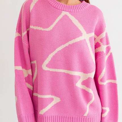 Chic Stylish Abstract Pattern Oversized Fashion Top Sweater