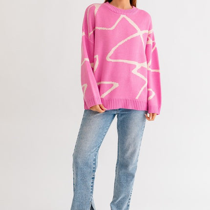 Chic Stylish Abstract Pattern Oversized Fashion Top Sweater
