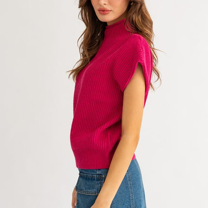 Chic Stylish Turtle Neck Short Sleeve Top Sweater