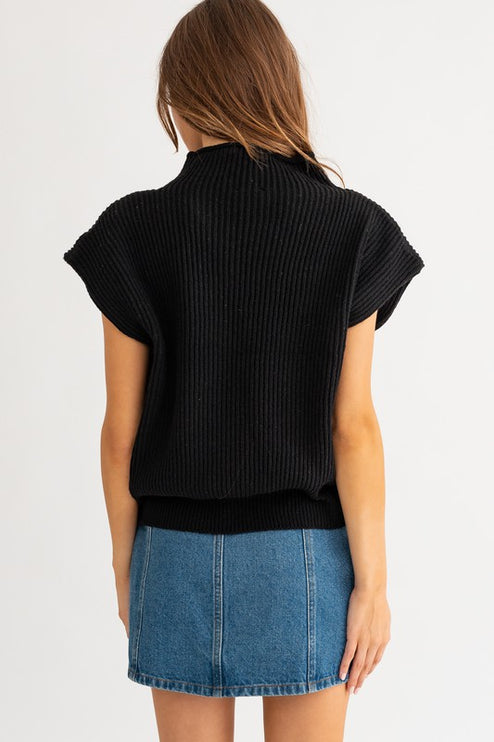 Chic Stylish Turtle Neck Short Sleeve Top Sweater