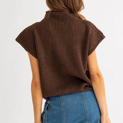 Chic Stylish Turtle Neck Short Sleeve Top Sweater