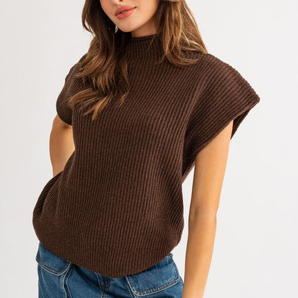 Chic Stylish Turtle Neck Short Sleeve Top Sweater