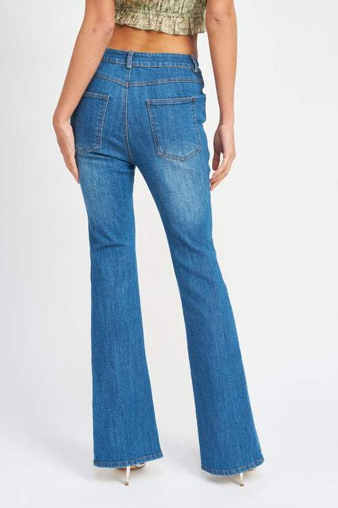 Stylish Chic Vintage Wash Flared Split-Hem Denim Pants Jeans - Accessoriesforever