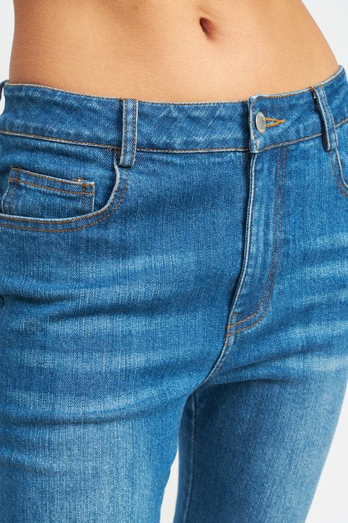 Stylish Chic Vintage Wash Flared Split-Hem Denim Pants Jeans - Accessoriesforever
