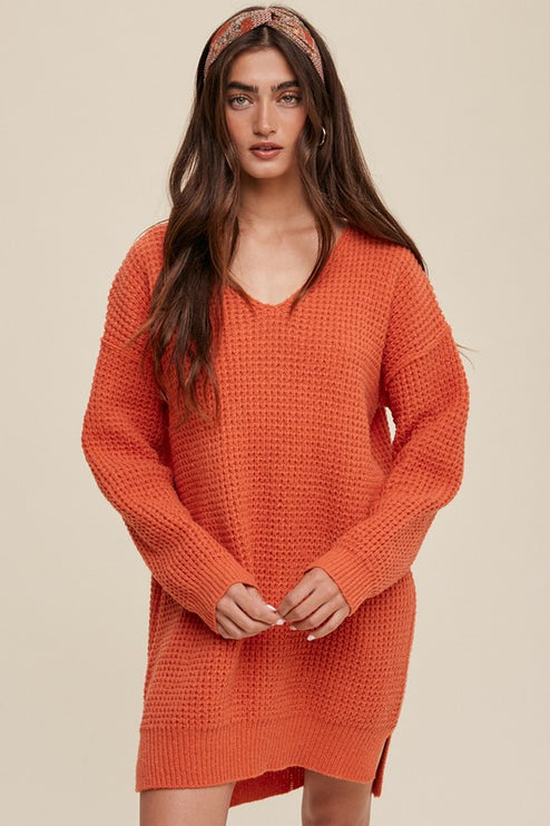 Solid Casual Relaxed Fit Oversized Slouchy V-neck Ribbed Knit Sweater - Accessoriesforever