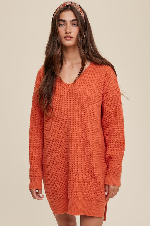 Solid Casual Relaxed Fit Oversized Slouchy V-neck Ribbed Knit Sweater