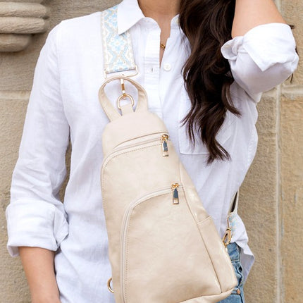 Chic Modern Patterned Strap Fashion Vegan Leather Sling Bag - Accessoriesforever