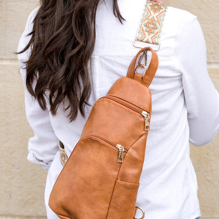 Chic Modern Patterned Strap Fashion Vegan Leather Sling Bag - Accessoriesforever