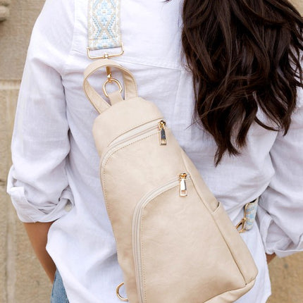 Chic Modern Patterned Strap Fashion Vegan Leather Sling Bag - Accessoriesforever