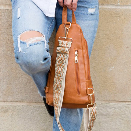 Chic Modern Patterned Strap Fashion Vegan Leather Sling Bag - Accessoriesforever