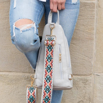 Chic Modern Patterned Strap Fashion Vegan Leather Sling Bag - Accessoriesforever