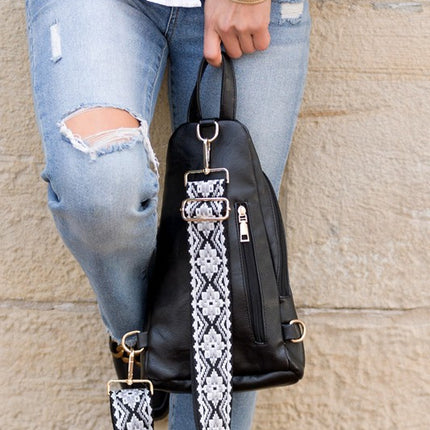 Chic Modern Patterned Strap Fashion Vegan Leather Sling Bag - Accessoriesforever