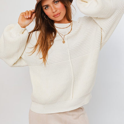 Classic Cozy Ribbed Knitted Long Sleeve Top Sweater