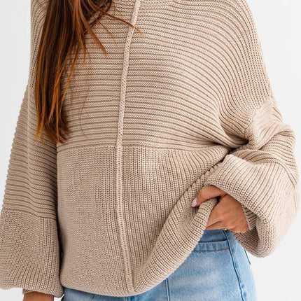 Classic Cozy Ribbed Knitted Long Sleeve Top Sweater