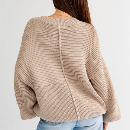 Classic Cozy Ribbed Knitted Long Sleeve Top Sweater