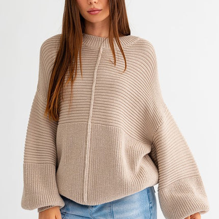 Classic Cozy Ribbed Knitted Long Sleeve Top Sweater