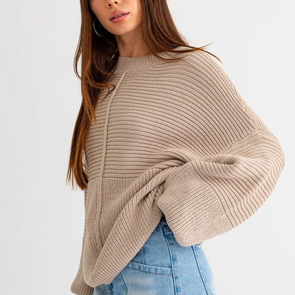 Classic Cozy Ribbed Knitted Long Sleeve Top Sweater