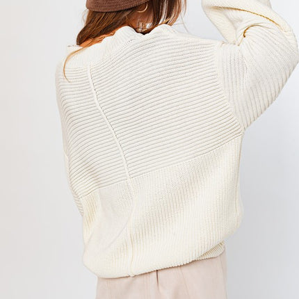Classic Cozy Ribbed Knitted Long Sleeve Top Sweater