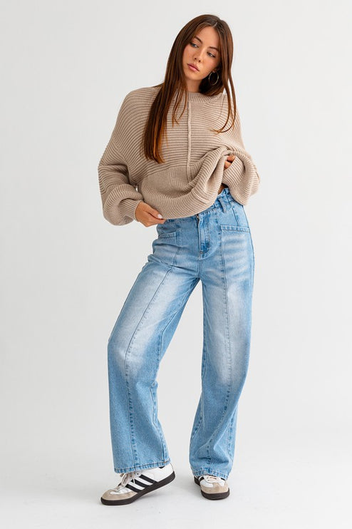 Classic Cozy Ribbed Knitted Long Sleeve Top Sweater