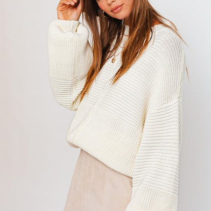 Classic Cozy Ribbed Knitted Long Sleeve Top Sweater