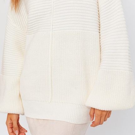 Classic Cozy Ribbed Knitted Long Sleeve Top Sweater