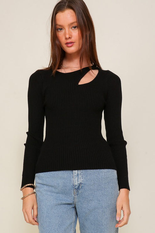Chic Stylish Cut Out Long Sleeve Sweater Fashion Top