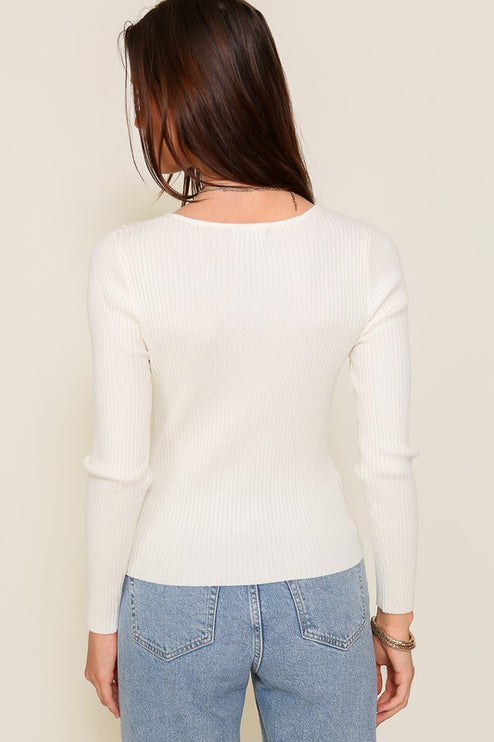 Chic Stylish Cut Out Long Sleeve Sweater Fashion Top
