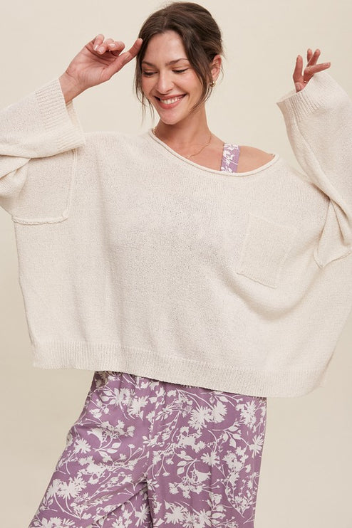 Adorable Light Weight Wide Neck Crop Pullover Knit Sweater - Accessoriesforever