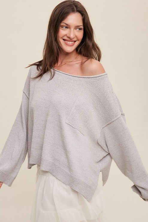 Adorable Light Weight Wide Neck Crop Pullover Knit Sweater