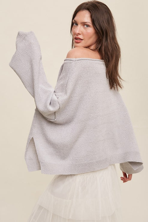 Adorable Light Weight Wide Neck Crop Pullover Knit Sweater