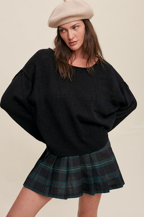 Adorable Light Weight Wide Neck Crop Pullover Knit Sweater - Accessoriesforever