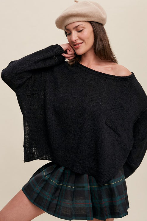 Adorable Light Weight Wide Neck Crop Pullover Knit Sweater - Accessoriesforever