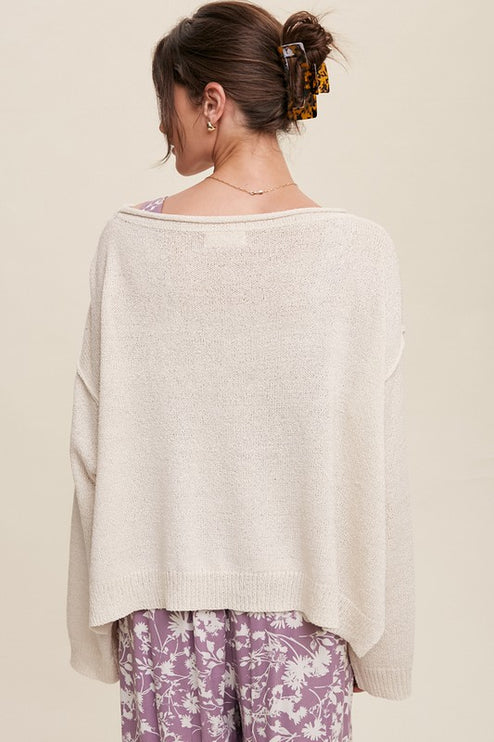 Adorable Light Weight Wide Neck Crop Pullover Knit Sweater