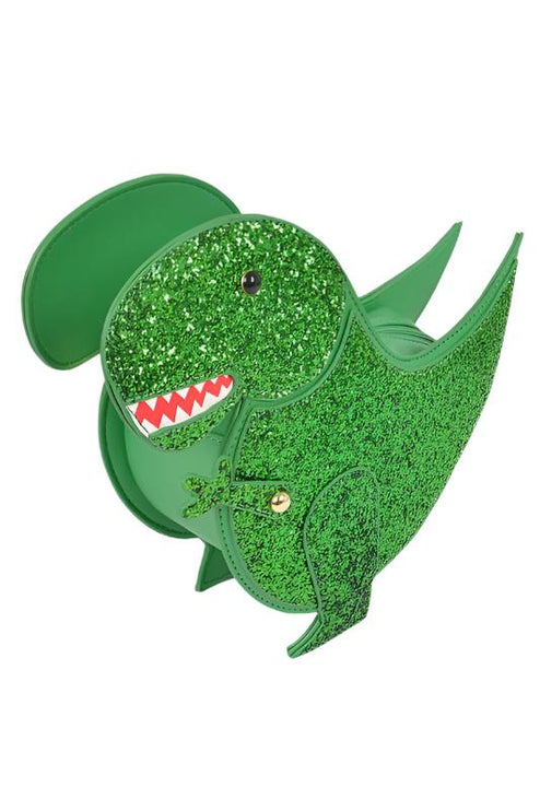 Glitter Green Dinosaur Fun Cute Iconic Swing Crossbody Bag - Accessoriesforever