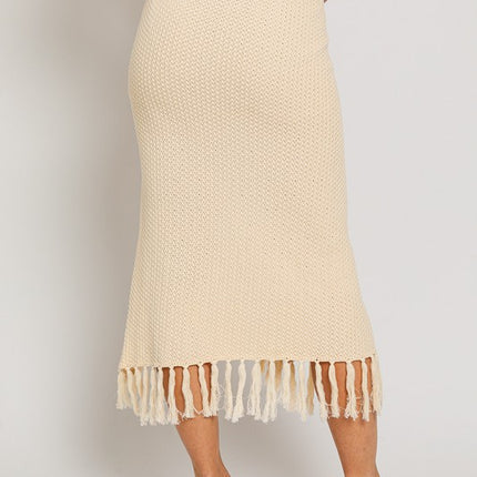 Chic Stylish Tassel Detail Sweater Midi Skirt