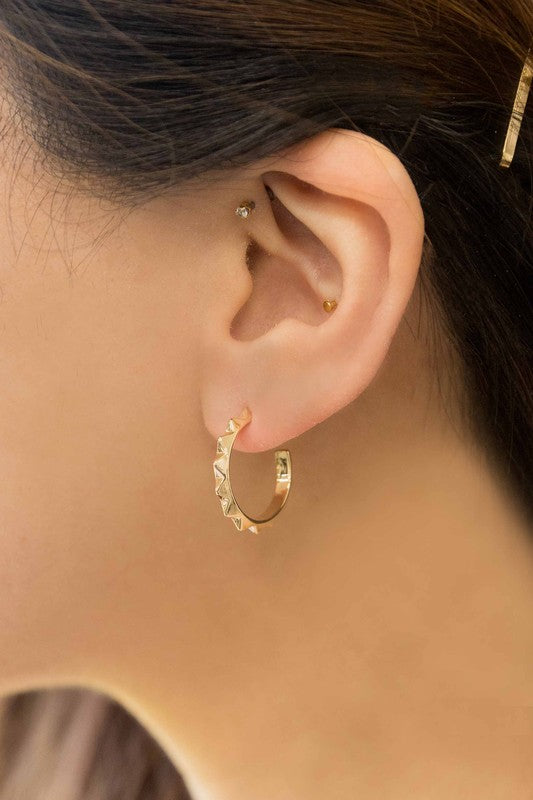 Edgy Spiked Fashion Dangle Hoop Earrings