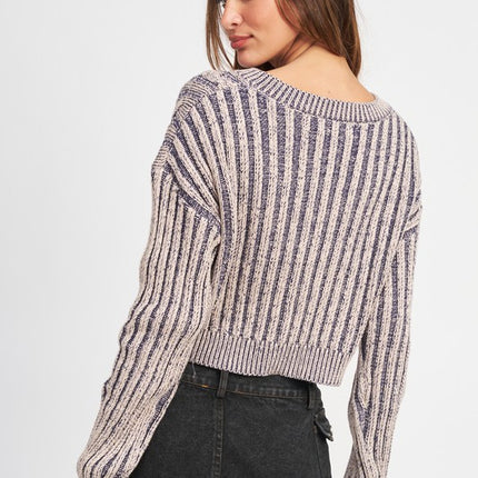 Cozy Stylish Fashion Contrasted Cable Knit Top Sweater - Accessoriesforever