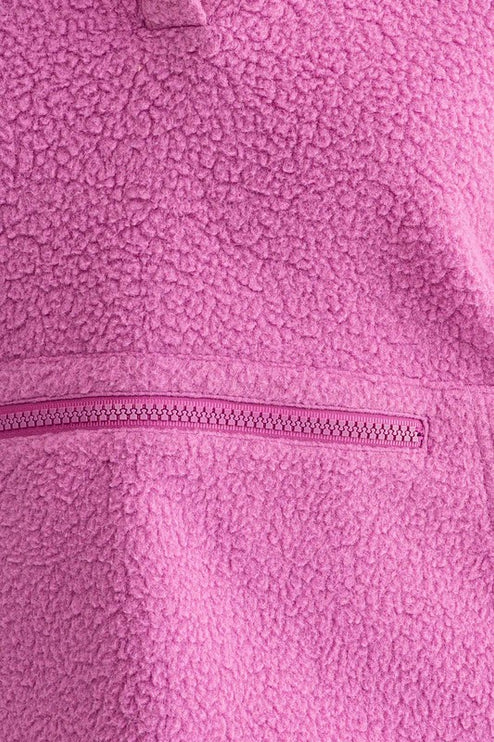 Casual Boxy Fleece Pocket Detail Pullover Cropped Sweater